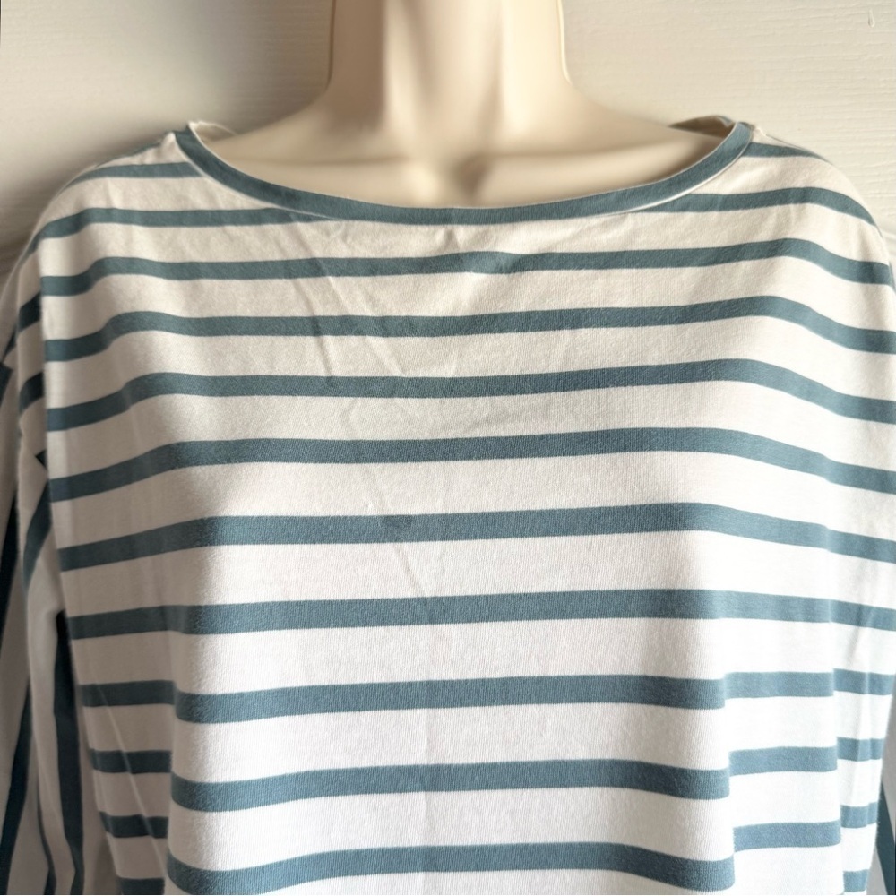 Ann Taylor Boat Neck Striped Pima Cotton Tee - Picture 4 of 9